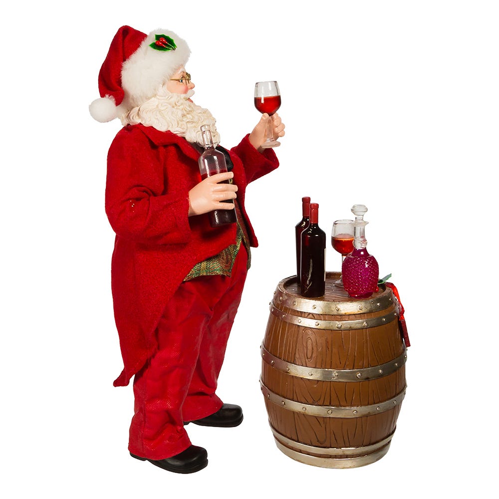Kurt Adler 10.5-Inch Fabriché Wine Tasting Santa, 2 Piece Set